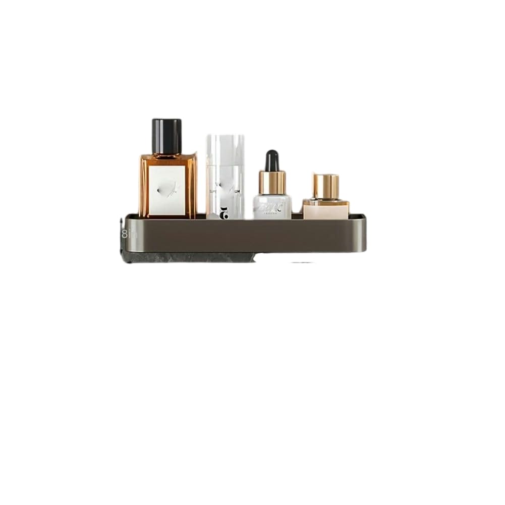 1pc Wall Mounted Bathroom Storage Rack, Aluminum Alloy Bathroom Tray, Shampoo Shower Gel Holder, Bathroom Caddy Organizer, Gray Pallet With Rod-30cm/11.81in