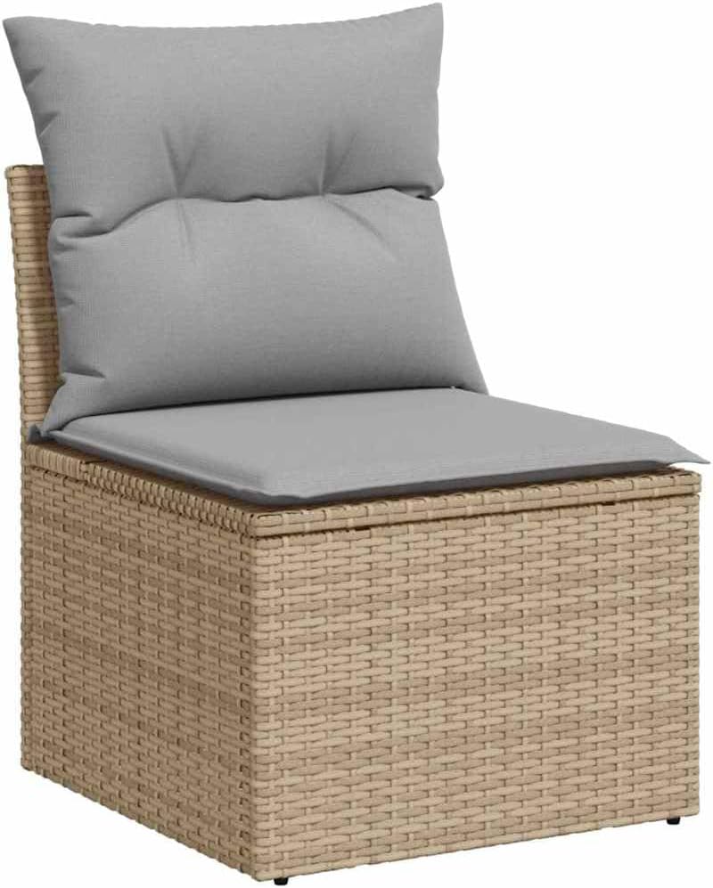 Modular Sofa Set 6 Pieces Beige Poly Rattan UV Resistant with Cushions for Garden, Patio & Balcony
