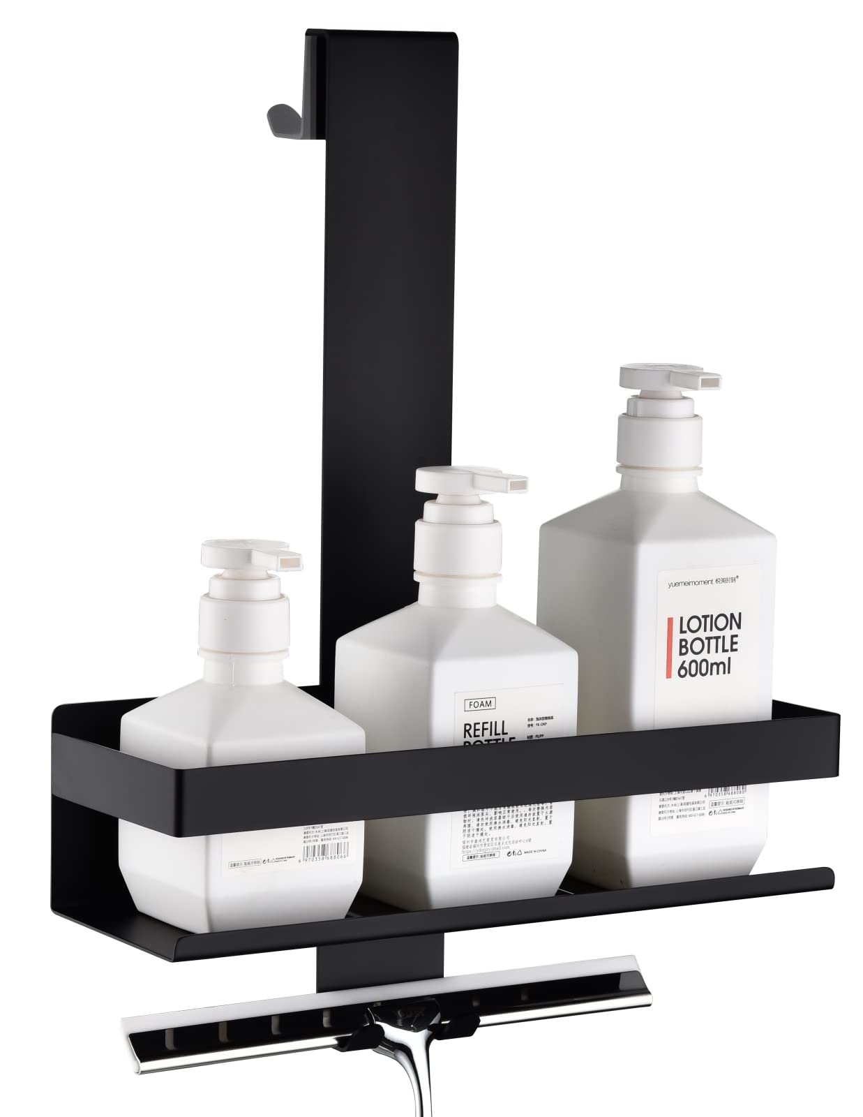 Shower Caddy Hanging, 2-Store Shower Basket Double Shower Shelf for Hanging the Shower Screen, Bathroom Shelf with Hooks, SUS304 Stainless Steel Matte Black
