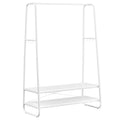 VASAGLE Clothes Rail, Clothes Rack with Shoe Shelf, 5-Tier Storage Rack, 6 Side Hooks, for Bedroom, Living Room, Natural Oak and White RGR116W09