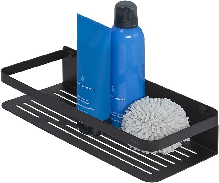 Tiger Caddy Shower Basket Large, Stainless Steel, Black, 32 x 70 x 13.6 cm