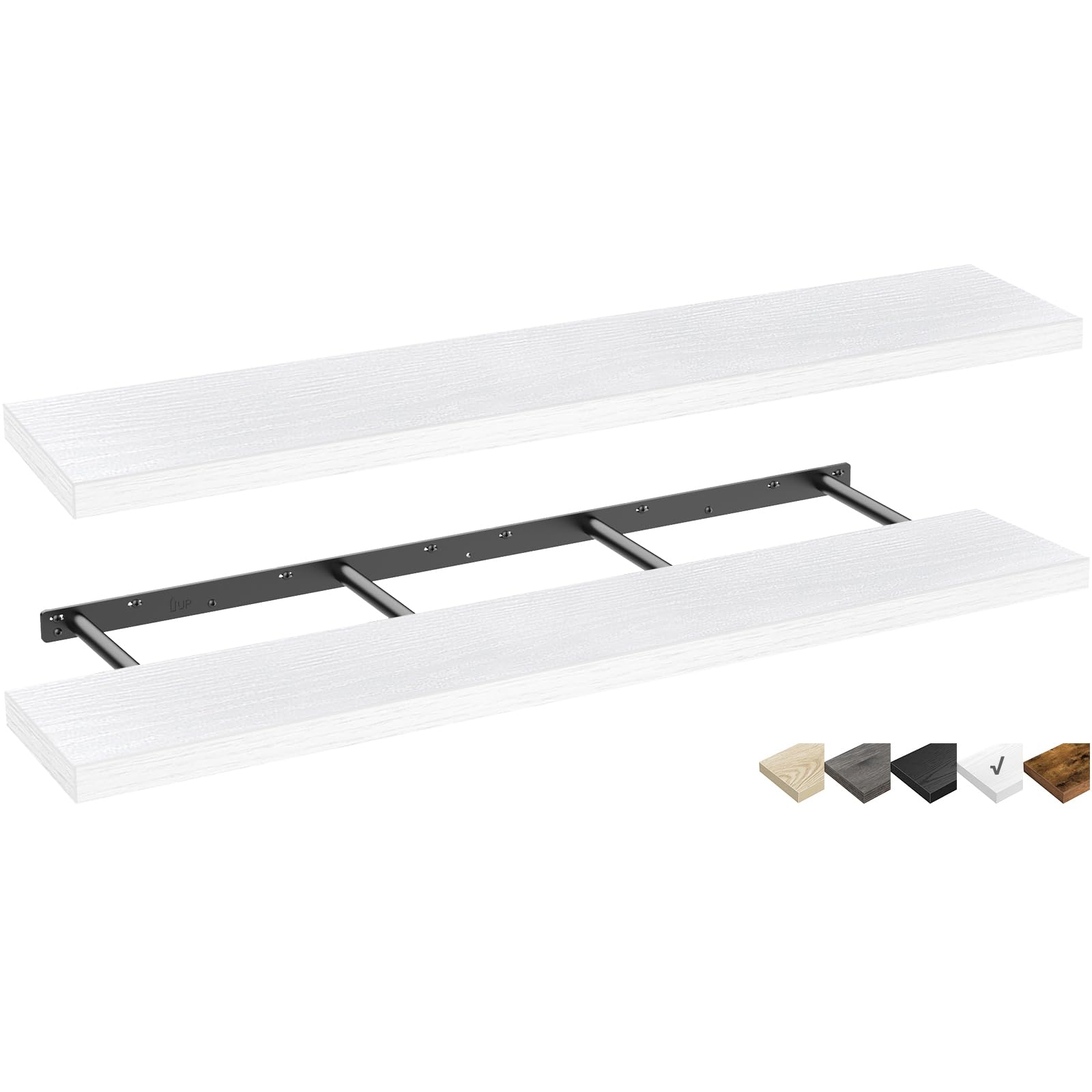 QEEIG Floating Shelves for Wall 23.6" Long - Wall Mounted Shelf Bathroom Kitchen Living Room Bedroom Farmhouse Home Decor Display Bookshelf Set of 2, Rustic Brown (008-60BN)