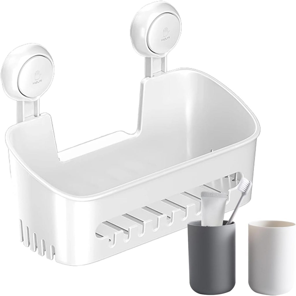 Wall Mounted Shower Storage Tray - Suction Cup nizer for Shampoo Bathroom Essentials Ideal for Home Student Dorm and Compact Spaces