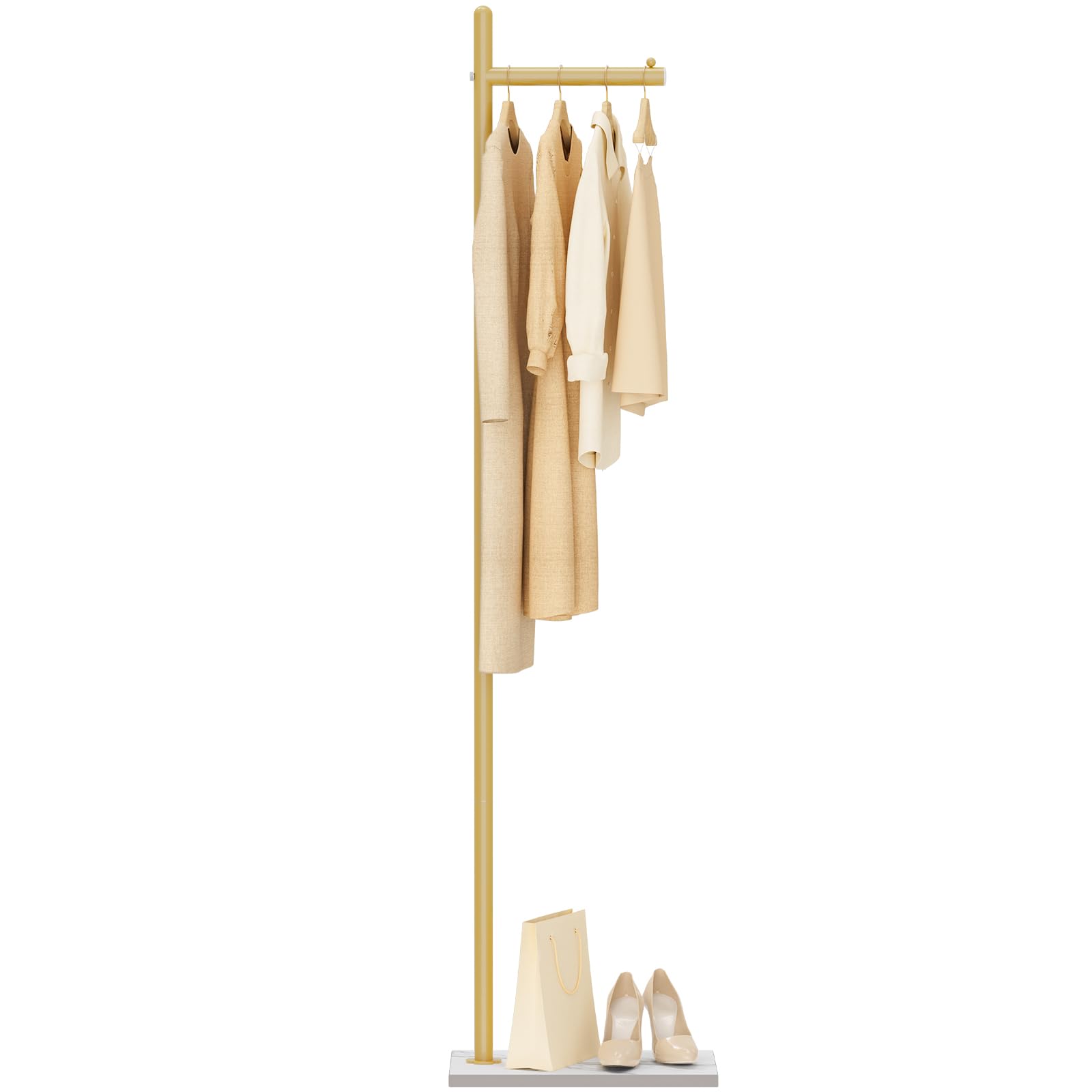 Yawinhe Coat Rack Metal,174 cm Heavy Duty Coat Tree, L- shape Modern Hall Tree Free Standing with Rock Plate Base, Hanger Stand Suitable for Placing bags, Coats and Hats,Black,SMJ101B