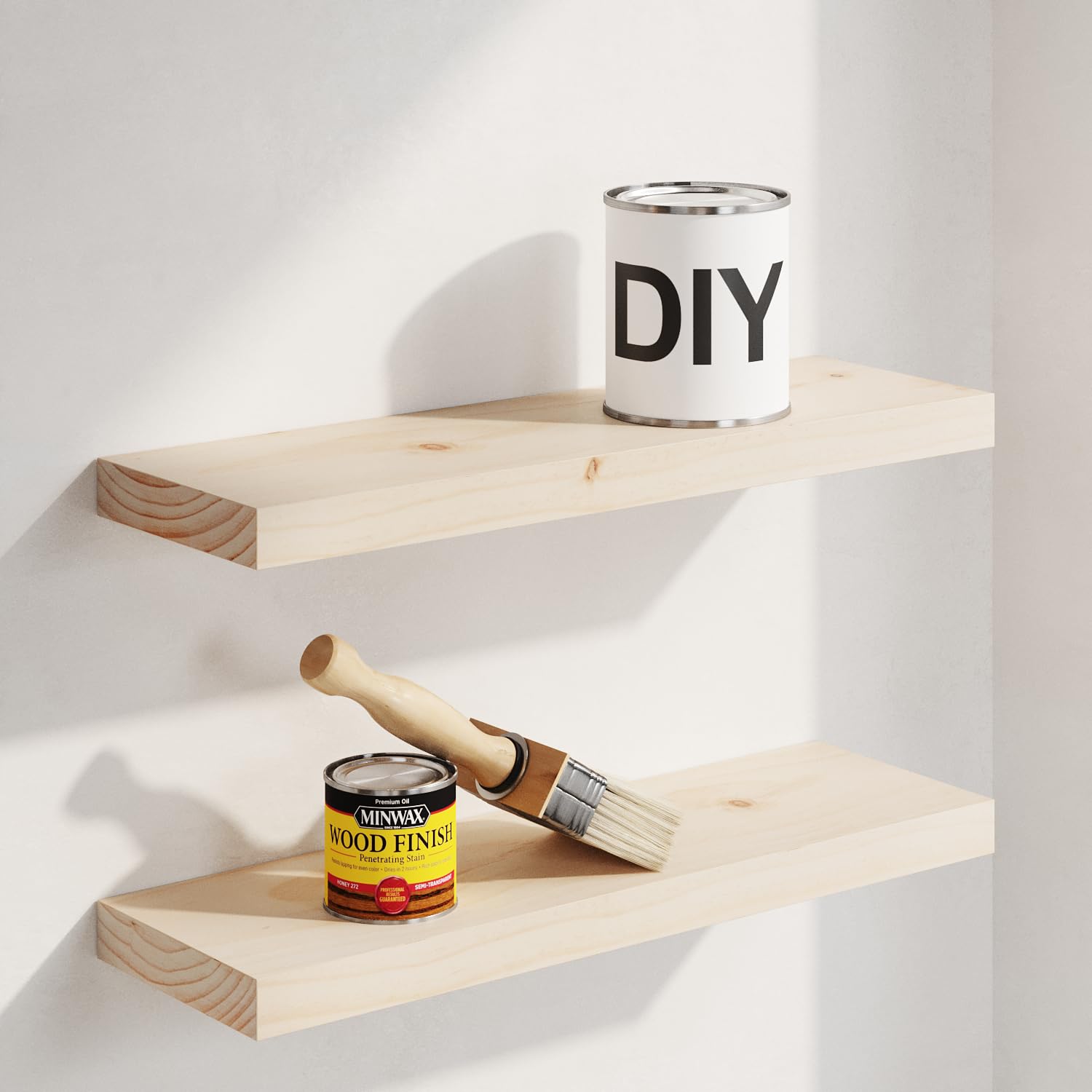 Homeforia White Floating Shelves 24 inch, High End Solid Real Wood 24inch Bathroom Floating Shelf for Wall Mounted, White Wooden 24in Floating Shelves, Heavy Duty Bracket, 24 X 6.5 X 1.75 in, Set of 2