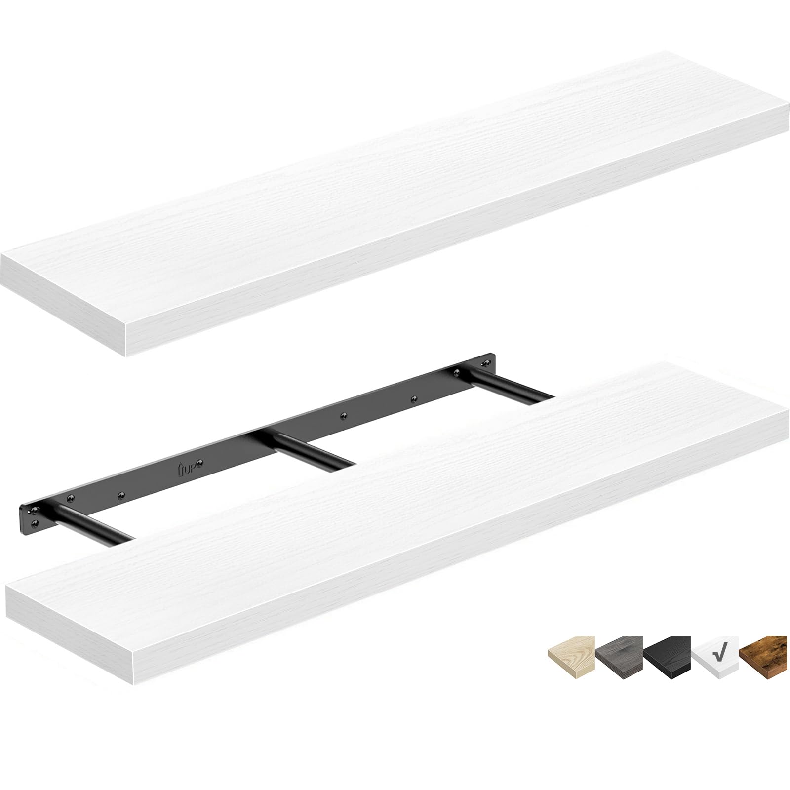 QEEIG Floating Shelves for Wall 23.6" Long - Wall Mounted Shelf Bathroom Kitchen Living Room Bedroom Farmhouse Home Decor Display Bookshelf Set of 2, Rustic Brown (008-60BN)