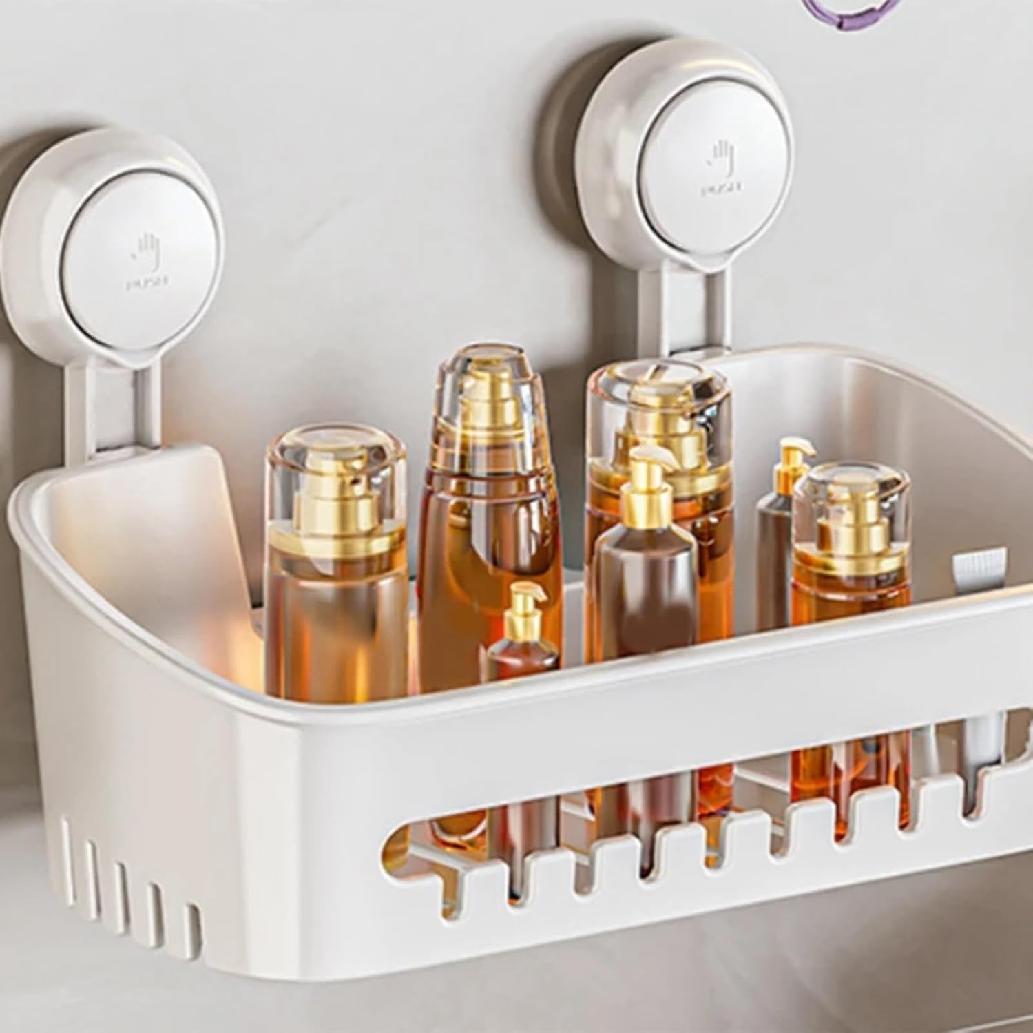 Wall Mounted Shower Storage Tray - Suction Cup nizer for Shampoo Bathroom Essentials Ideal for Home Student Dorm and Compact Spaces