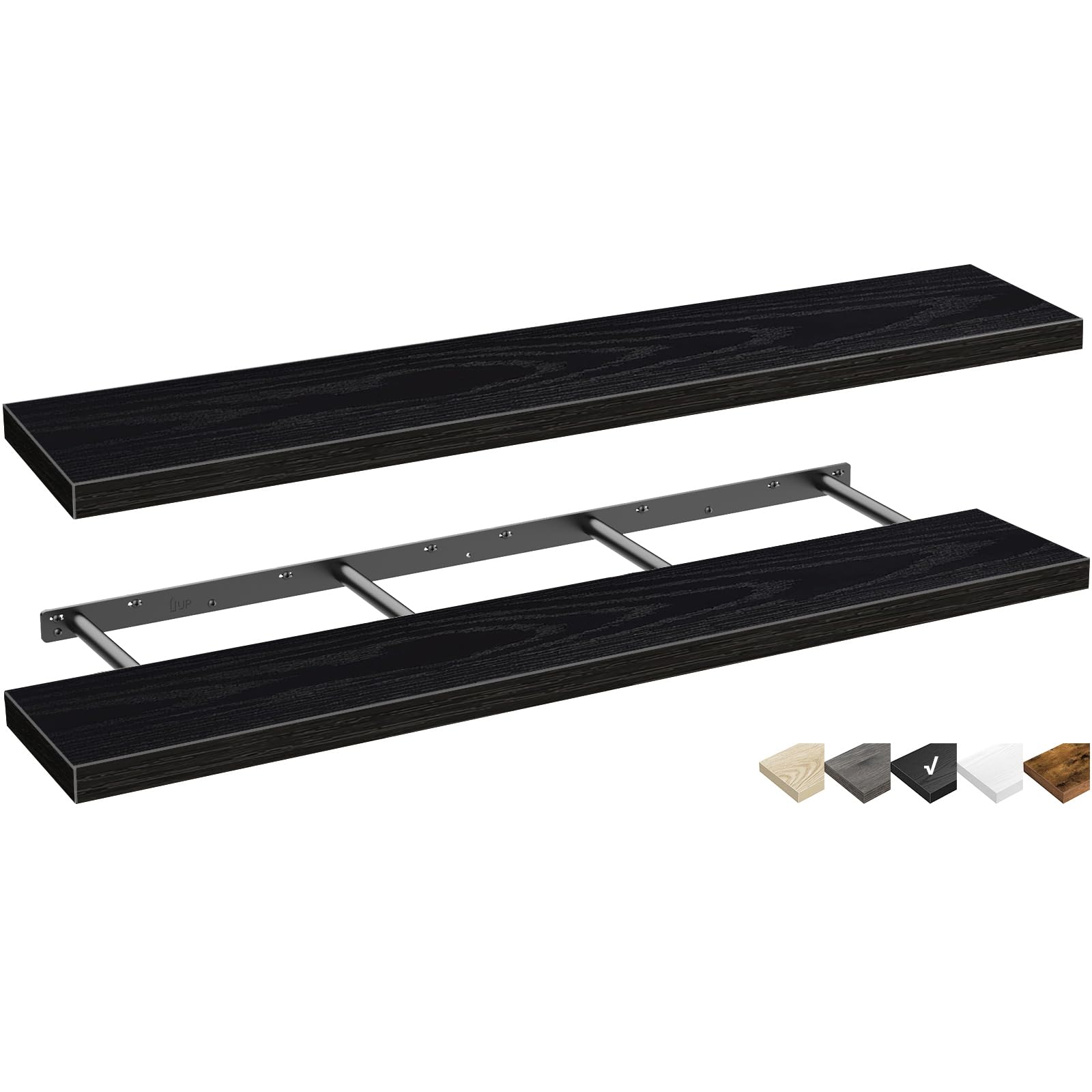 QEEIG Floating Shelves for Wall 23.6" Long - Wall Mounted Shelf Bathroom Kitchen Living Room Bedroom Farmhouse Home Decor Display Bookshelf Set of 2, Rustic Brown (008-60BN)