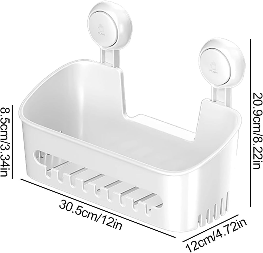 Wall Mounted Shower Storage Tray - Suction Cup nizer for Shampoo Bathroom Essentials Ideal for Home Student Dorm and Compact Spaces