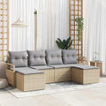 Modular Sofa Set 6 Pieces Beige Poly Rattan UV Resistant with Cushions for Garden, Patio & Balcony
