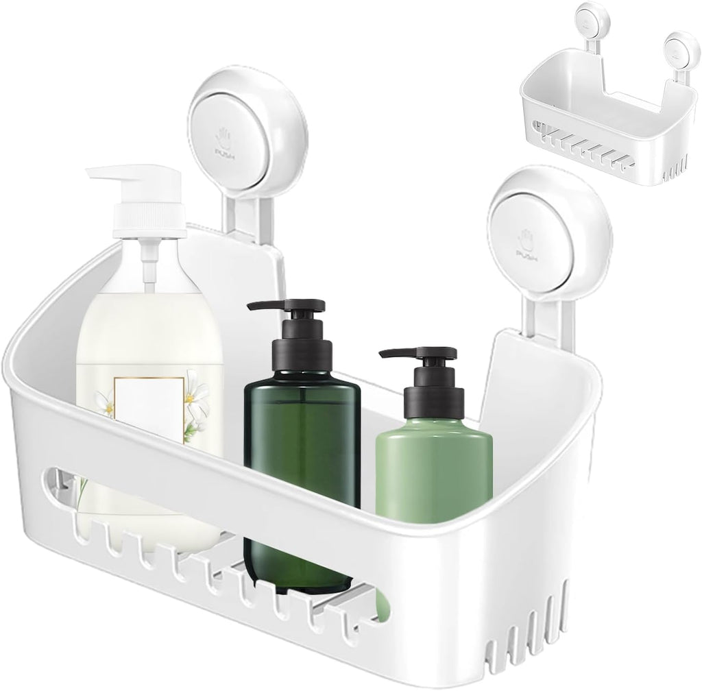 Wall Mounted Shower Storage Tray - Suction Cup nizer for Shampoo Bathroom Essentials Ideal for Home Student Dorm and Compact Spaces
