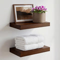 Homeforia White Floating Shelves 24 inch, High End Solid Real Wood 24inch Bathroom Floating Shelf for Wall Mounted, White Wooden 24in Floating Shelves, Heavy Duty Bracket, 24 X 6.5 X 1.75 in, Set of 2