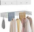 Wall Mounted Clothes Drying Rack,60cm Foldable Wall Mount Clothes Airer Heavy Duty Carbon Steel Wall Dryer with 4 Hooks 25Kg Load Capacity for Indoor and Outdoor (60cm(23.6in))