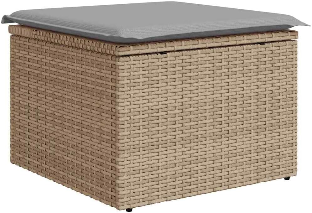 Modular Sofa Set 6 Pieces Beige Poly Rattan UV Resistant with Cushions for Garden, Patio & Balcony