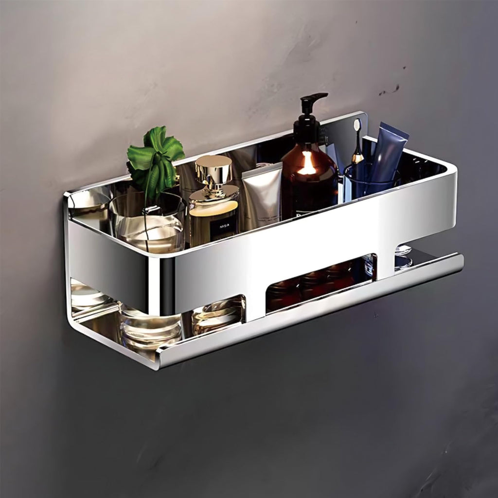 30cm Chrome 304 Stainless Steel Shower Caddy, Rust-Proof Wall Shelf for Bathroom & Kitchen