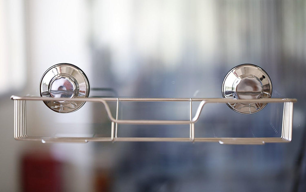 SANNO Suction Shower Caddy, Suction Cup Bathroom Shower Organiser,Bath Shelf Storage Combo Organizer Basket, Kitchen & Bathroom Accessories Shampoo Conditioner - Rustproof Stainless Steel(Set of 2)