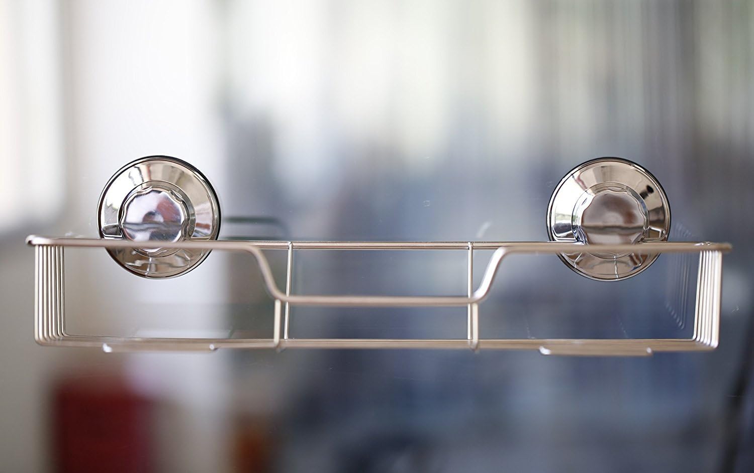 SANNO Suction Shower Caddy, Suction Cup Bathroom Shower Organiser,Bath Shelf Storage Combo Organizer Basket, Kitchen & Bathroom Accessories Shampoo Conditioner - Rustproof Stainless Steel(Set of 2)