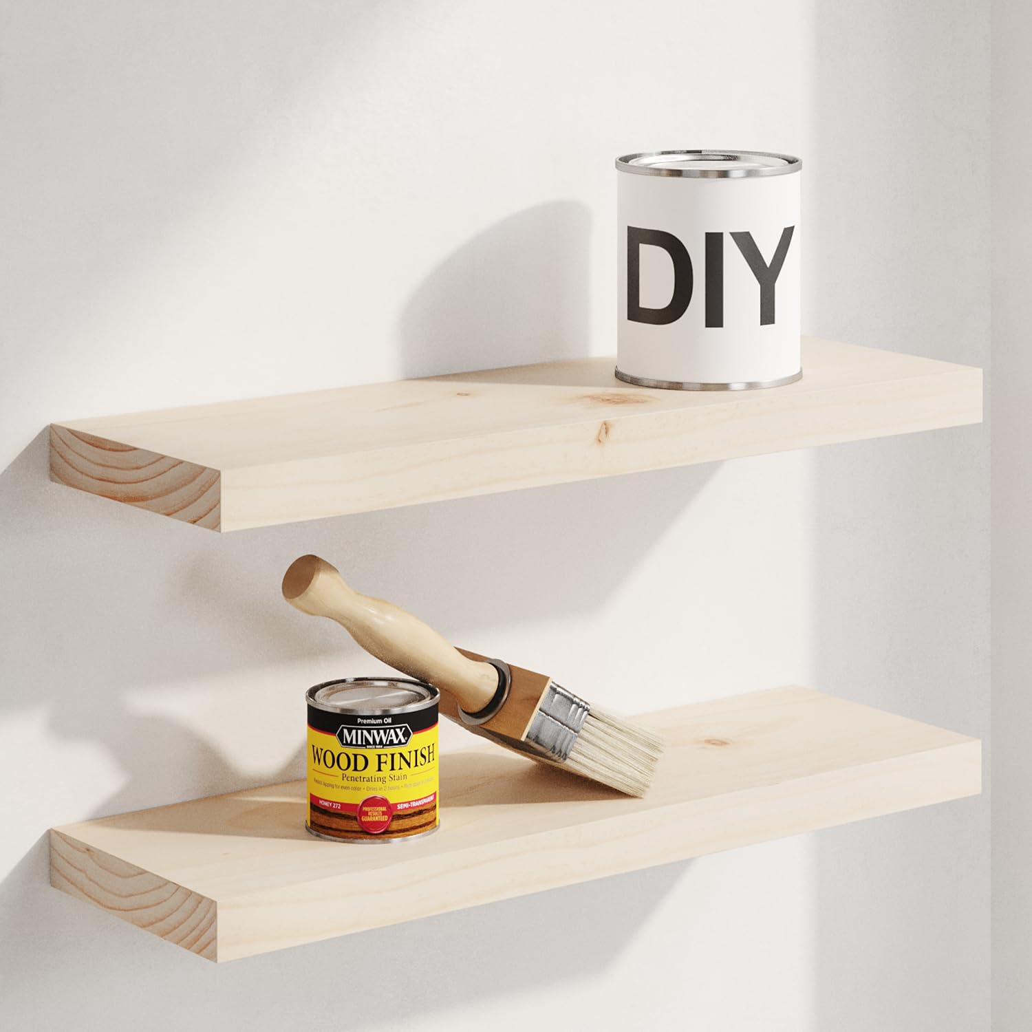 Homeforia White Floating Shelves 24 inch, High End Solid Real Wood 24inch Bathroom Floating Shelf for Wall Mounted, White Wooden 24in Floating Shelves, Heavy Duty Bracket, 24 X 6.5 X 1.75 in, Set of 2