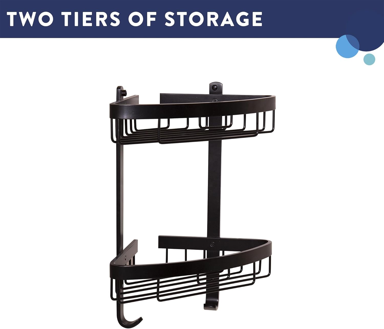 Croydex Aluminum Cosmetic Bathroom Storage Basket Shower Caddy, Lifetime Rust Free Guarantee, Matte Black