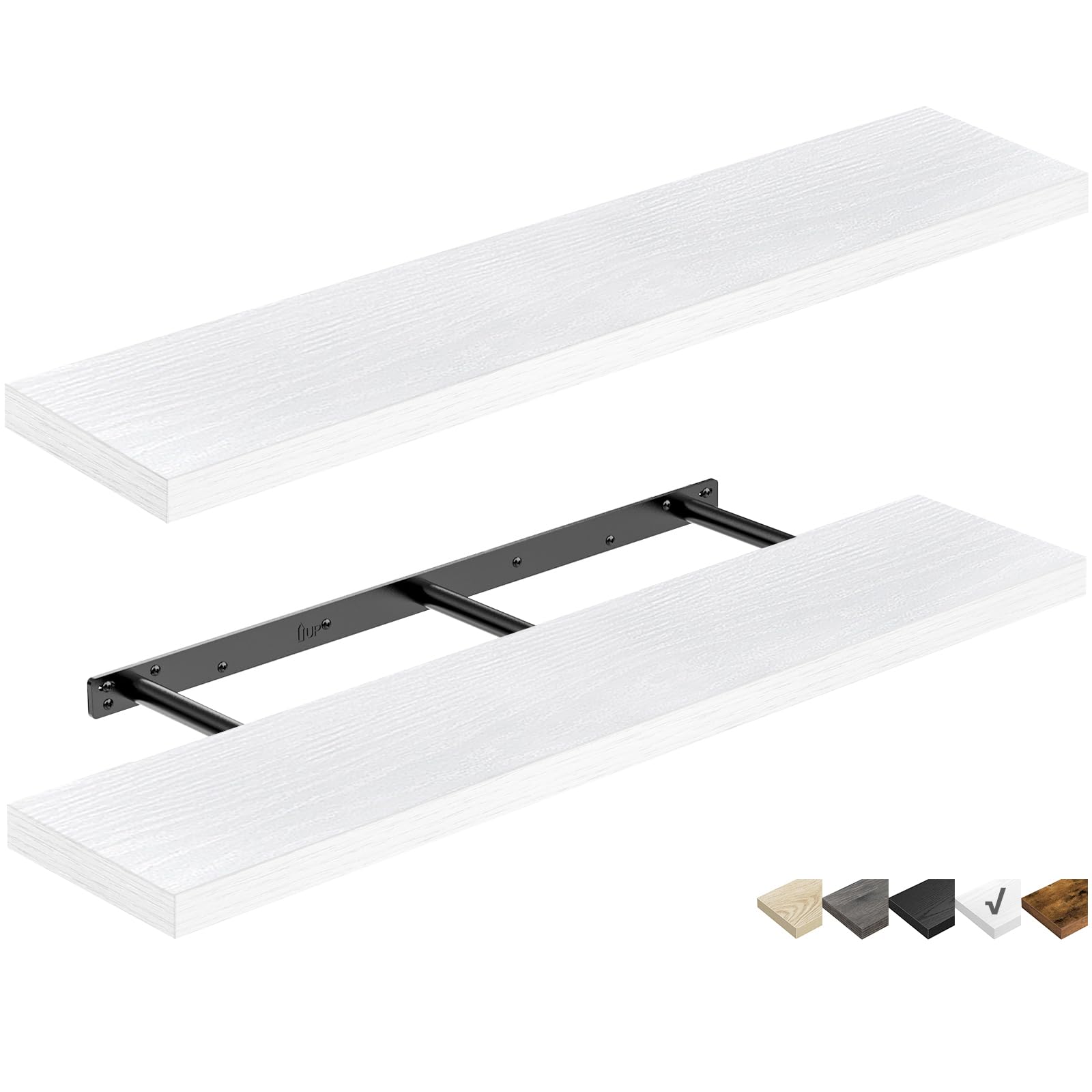 QEEIG Floating Shelves for Wall 23.6" Long - Wall Mounted Shelf Bathroom Kitchen Living Room Bedroom Farmhouse Home Decor Display Bookshelf Set of 2, Rustic Brown (008-60BN)
