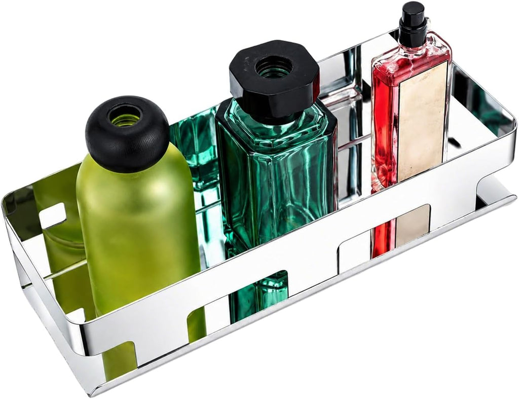 30cm Chrome 304 Stainless Steel Shower Caddy, Rust-Proof Wall Shelf for Bathroom & Kitchen