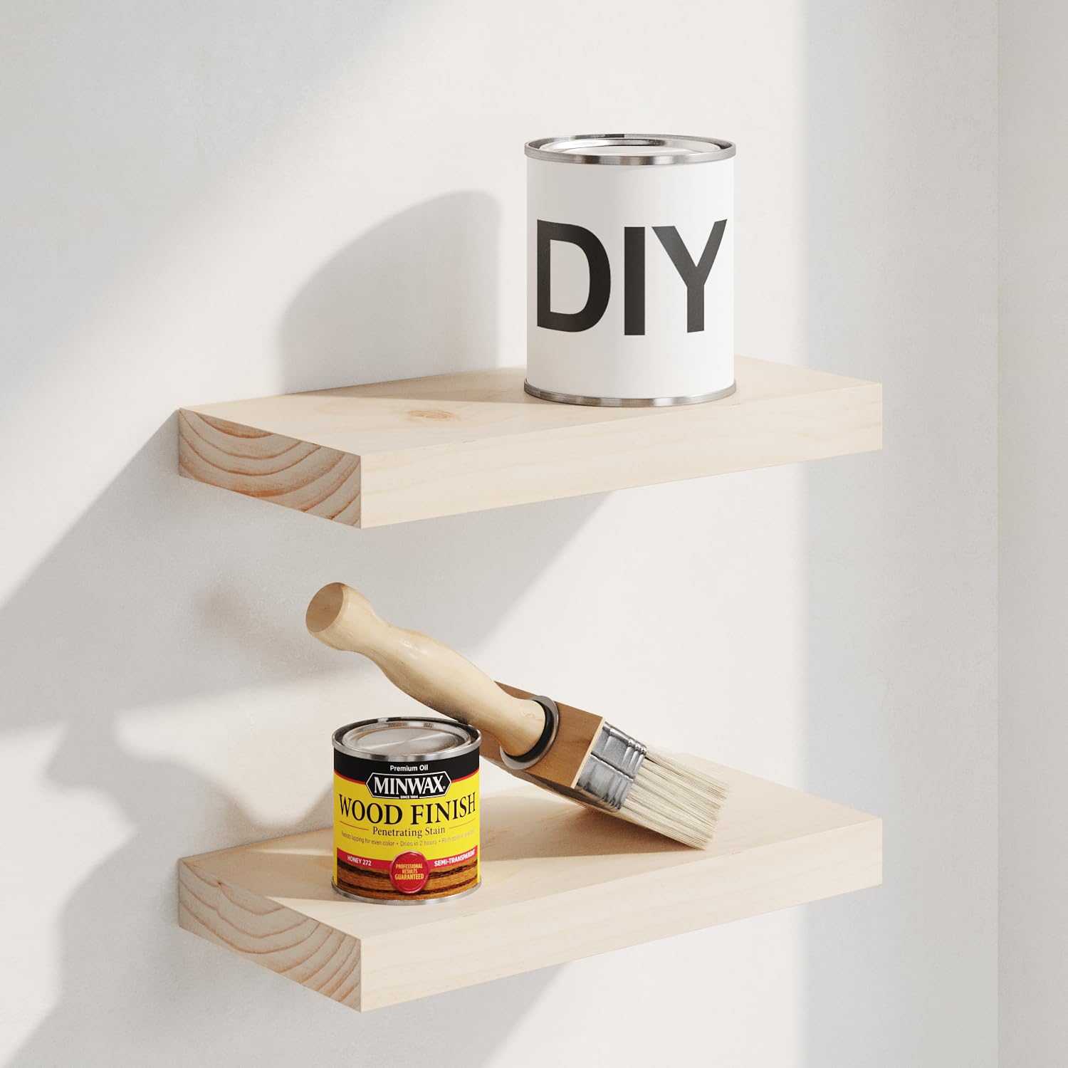 Homeforia White Floating Shelves 24 inch, High End Solid Real Wood 24inch Bathroom Floating Shelf for Wall Mounted, White Wooden 24in Floating Shelves, Heavy Duty Bracket, 24 X 6.5 X 1.75 in, Set of 2
