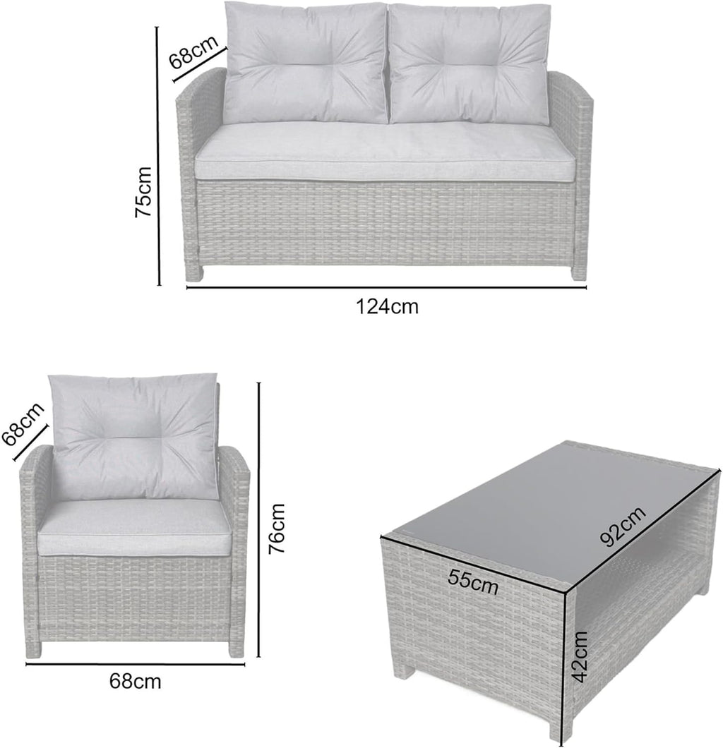 Vinci Rattan Garden Sofa Set Table & Armchairs – Outdoor Patio Furniture