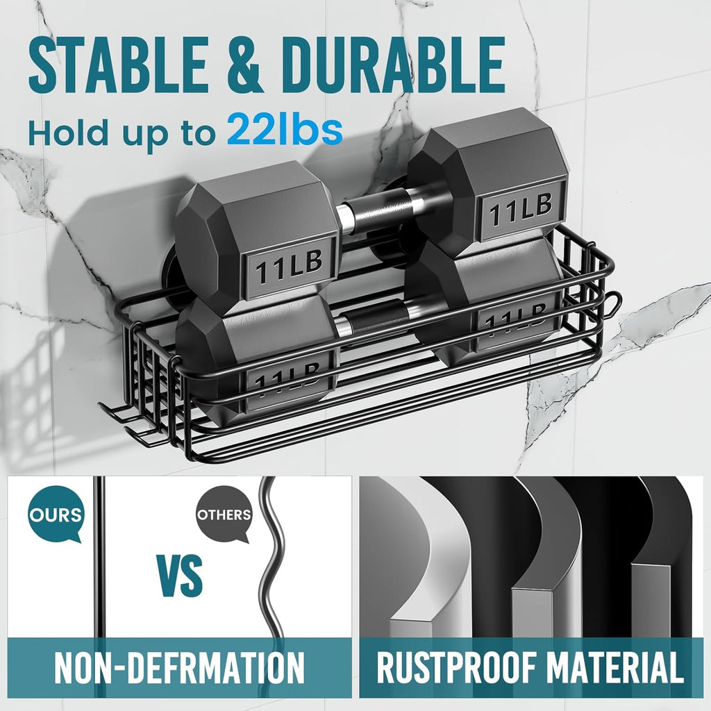 TAILI 2 Pack Rustproof Suction Shower Caddy, Stainless Steel Suction Cup Shower Caddy Bathroom Shelves No Drilling Heavy Duty Holder Removable Powerful Bathroom for Shampoo Toiletries Kitchen, Black