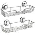 SANNO Suction Shower Caddy, Suction Cup Bathroom Shower Organiser,Bath Shelf Storage Combo Organizer Basket, Kitchen & Bathroom Accessories Shampoo Conditioner - Rustproof Stainless Steel(Set of 2)