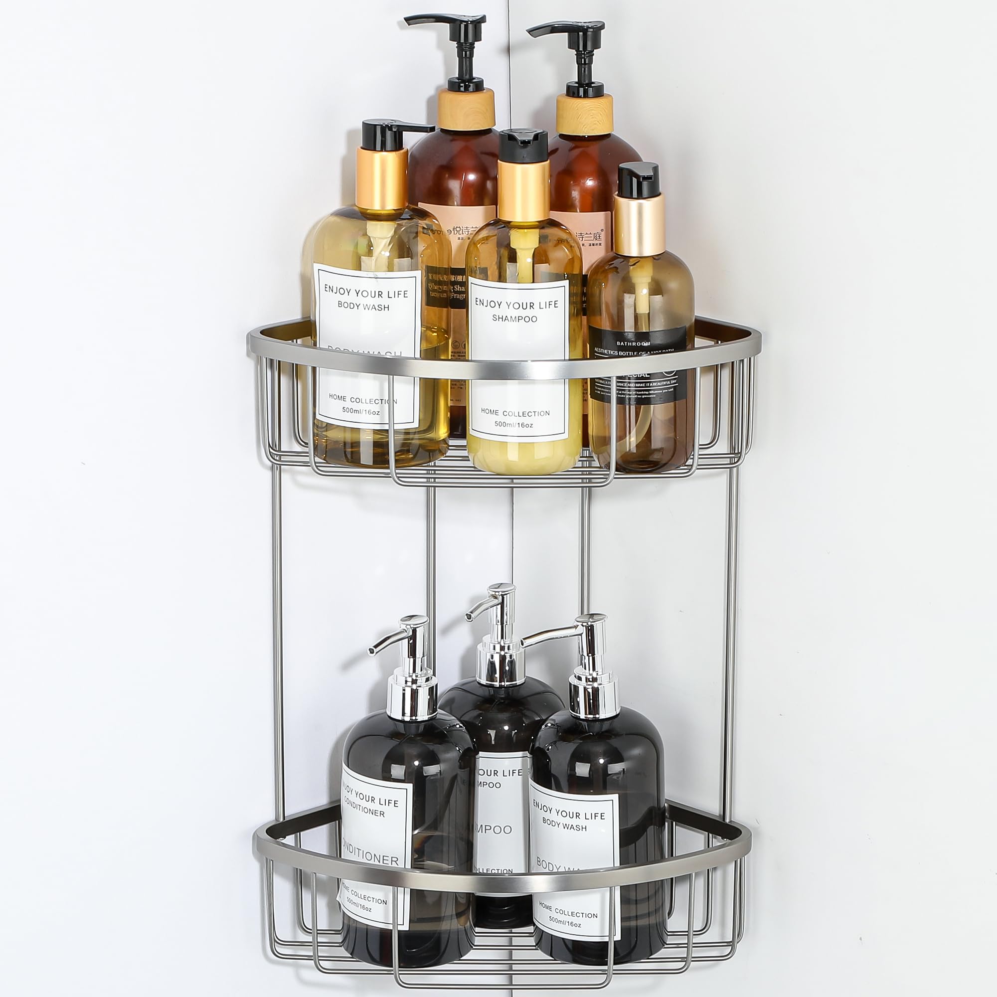 SAYAYO Corner Shower Caddy Shower Basket Organiser SUS304 Stainless Steel, 2-Tier Polished Chromed Corner Bathroom Shelf