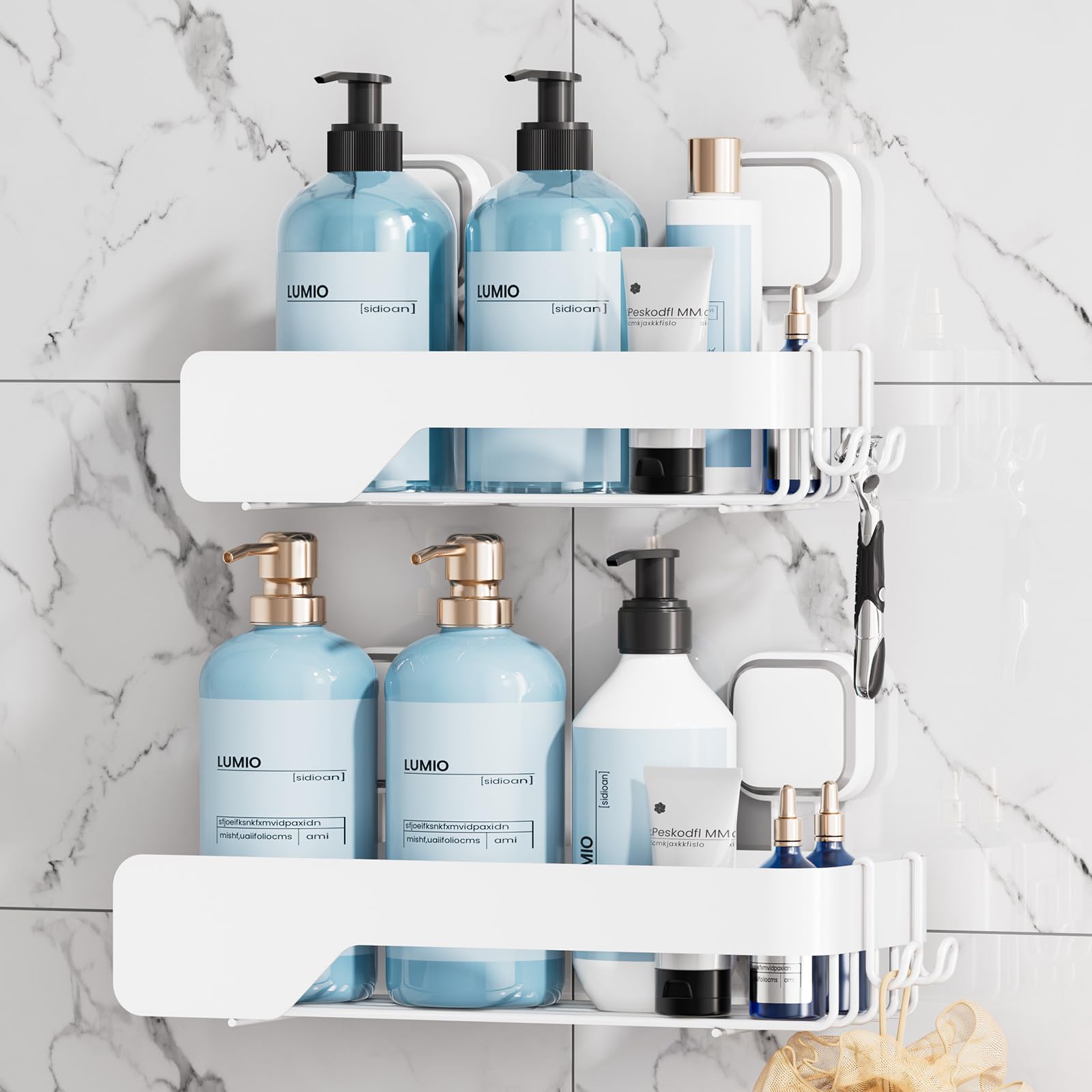 TAILI 2 Pack Rustproof Suction Shower Caddy, Stainless Steel Suction Cup Shower Caddy Bathroom Shelves No Drilling Heavy Duty Holder Removable Powerful Bathroom for Shampoo Toiletries Kitchen, Black