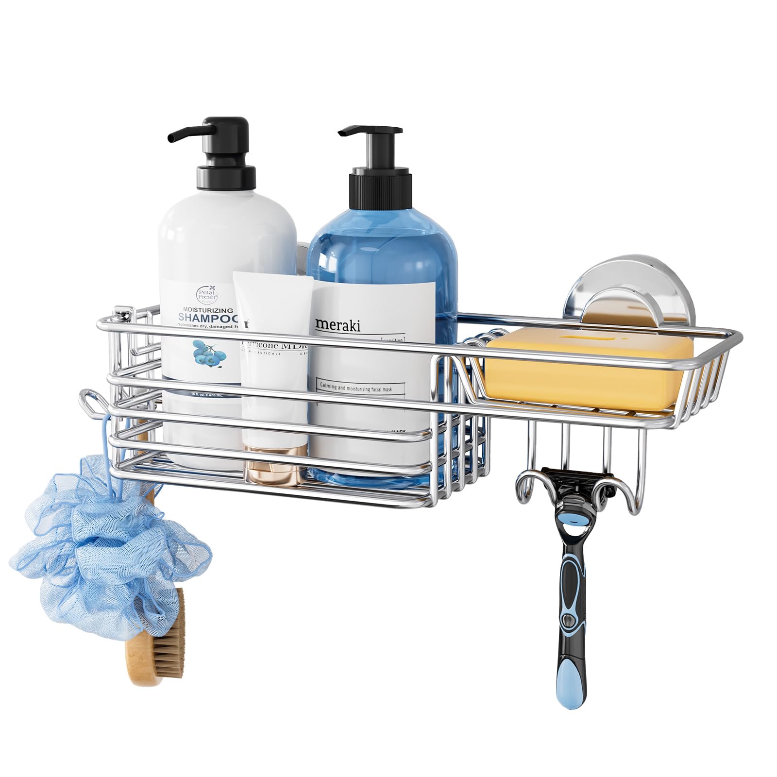 TAILI 2 Pack Rustproof Suction Shower Caddy, Stainless Steel Suction Cup Shower Caddy Bathroom Shelves No Drilling Heavy Duty Holder Removable Powerful Bathroom for Shampoo Toiletries Kitchen, Black