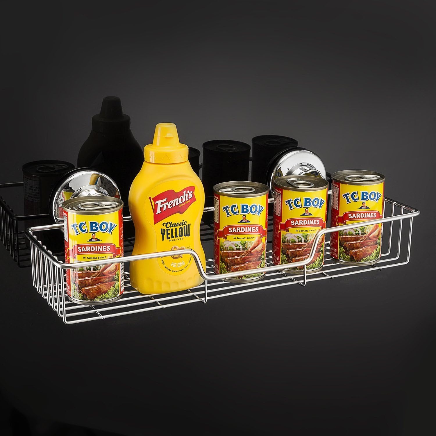 SANNO Suction Shower Caddy, Suction Cup Bathroom Shower Organiser,Bath Shelf Storage Combo Organizer Basket, Kitchen & Bathroom Accessories Shampoo Conditioner - Rustproof Stainless Steel(Set of 2)