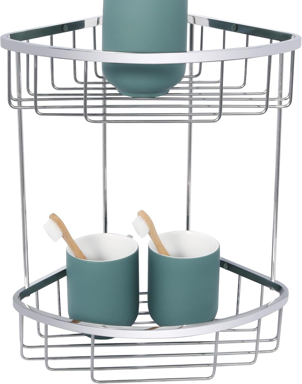 SAYAYO Corner Shower Caddy Shower Basket Organiser SUS304 Stainless Steel, 2-Tier Polished Chromed Corner Bathroom Shelf