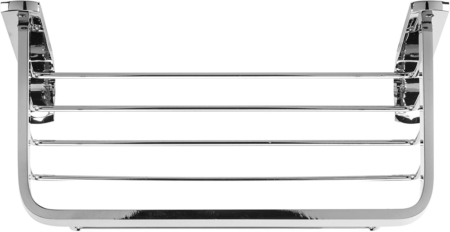 Croydex Aluminium Large Shower Caddy - Bathroom Storage Solution, Wall-Mounted Basket with Hooks, Chrome Bathroom Accessory, Rust-Free, Includes Wall Plugs & Screws, 5kg Load