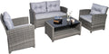 Vinci Rattan Garden Sofa Set Table & Armchairs – Outdoor Patio Furniture