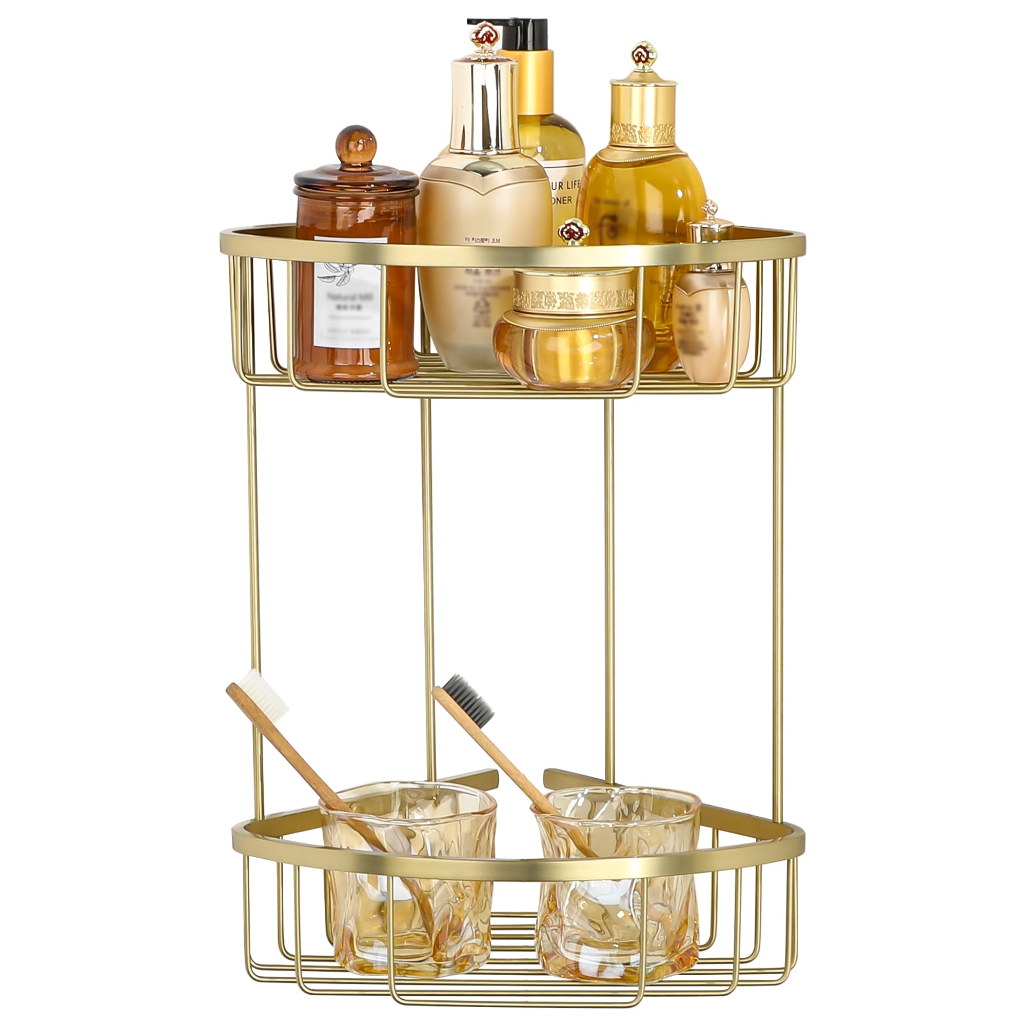 SAYAYO Corner Shower Caddy Shower Basket Organiser SUS304 Stainless Steel, 2-Tier Polished Chromed Corner Bathroom Shelf