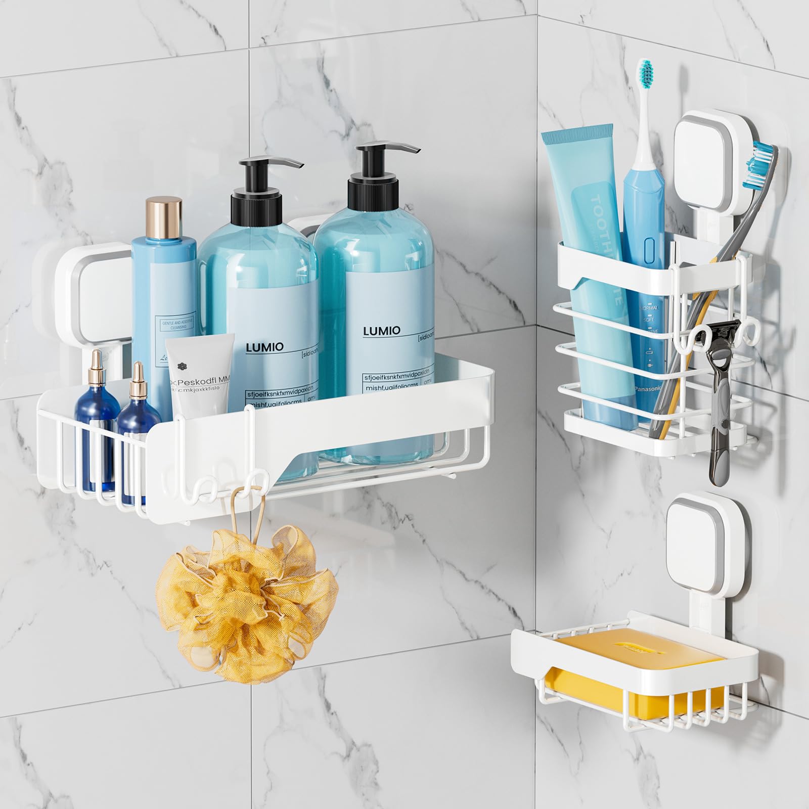 TAILI 2 Pack Rustproof Suction Shower Caddy, Stainless Steel Suction Cup Shower Caddy Bathroom Shelves No Drilling Heavy Duty Holder Removable Powerful Bathroom for Shampoo Toiletries Kitchen, Black