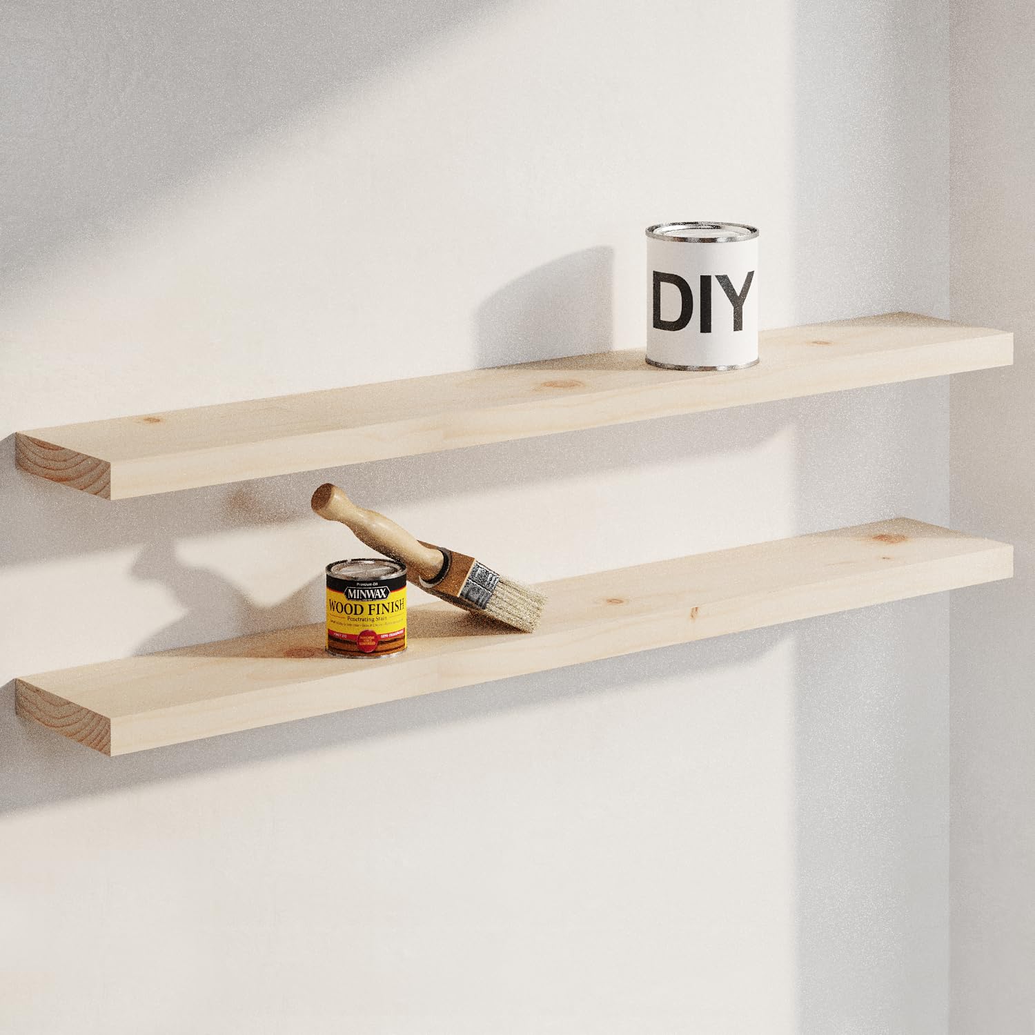 Homeforia White Floating Shelves 24 inch, High End Solid Real Wood 24inch Bathroom Floating Shelf for Wall Mounted, White Wooden 24in Floating Shelves, Heavy Duty Bracket, 24 X 6.5 X 1.75 in, Set of 2