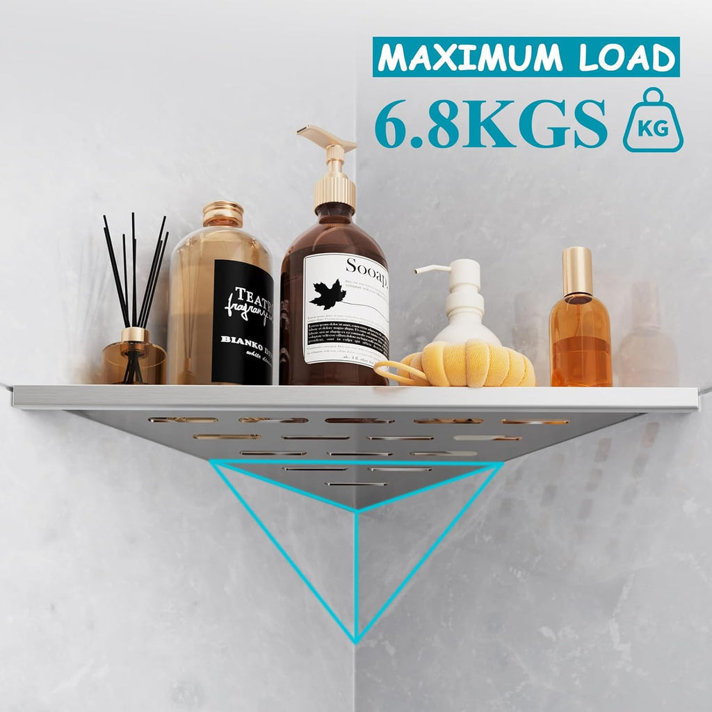 2-Piece Black 304 Stainless Steel Corner Shower Shelf, 254mm Wall Mount Rack