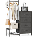 ODK 3 in 1 Chest of Drawers Bedroom, Including 4 Fabric Drawers, with a Sturdy Clothes Rail and 2 Coat Hooks, Double-layer Shoe Rack at the Bottom, Suitable for Bedroom and Entryway, Retro color