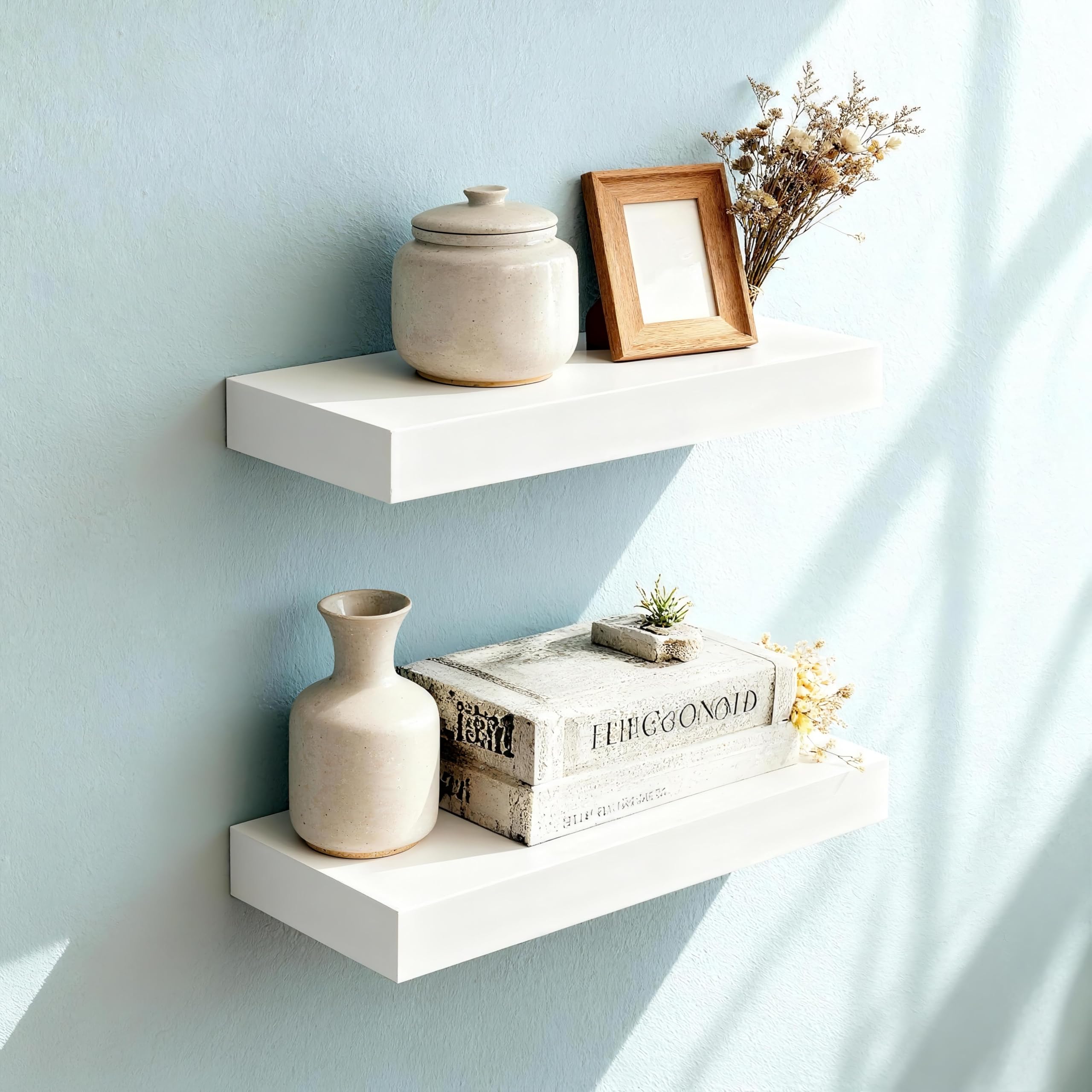 Floating Shelves for Wall,Over The Toilet Storage Cabinet-Set of 2 Black 24 Inch.Wall Shelves for Bathroom,Bedroom,Living Room,Kitchen-Modern Helf Display Organizer&Decor(Black,2pcs)