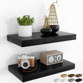 RICHFOCUS 24Inch Floating Shelves for Wall 2 Pack Shelves for Bedroom|Kitchen|Bathroom Wall Mounted Rustic Wood Floating Shelf with Invisible Brackets for Books|Storage|Decor, Oak