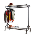 House of Home Clothes Rail Heavy Duty with Wheels Metal Wardrobe Rails For Hanging Clothing & Double Rack Shelves Storage & Organiser for Shirts, Coats, Hat & Shoes 6ft x 5ft Portable Black