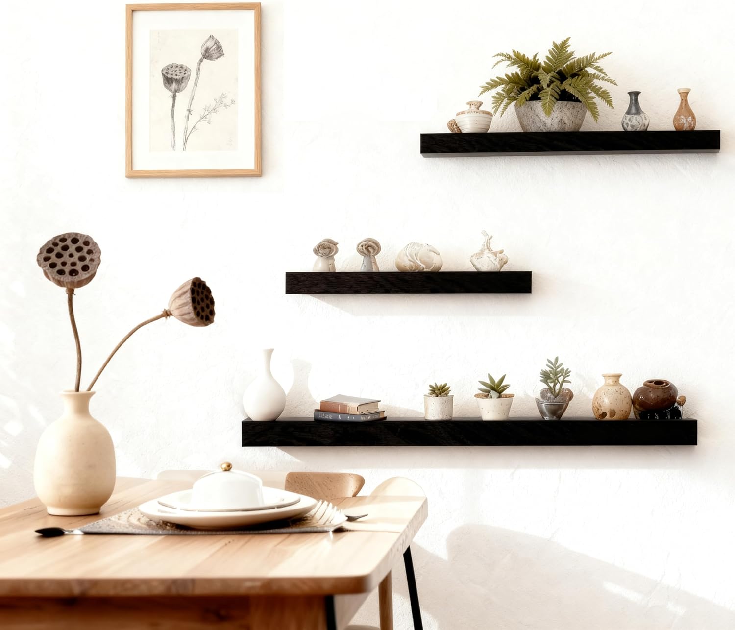 Floating Shelves for Wall,Over The Toilet Storage Cabinet-Set of 2 Black 24 Inch.Wall Shelves for Bathroom,Bedroom,Living Room,Kitchen-Modern Helf Display Organizer&Decor(Black,2pcs)