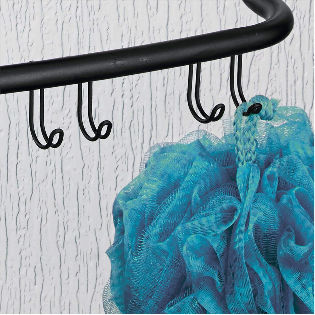 iDesign Shower Caddy Over the Door, Small Hanging Bathroom Organiser with Two Shelves Made of Durable Metal, Practical Shower Storage for Shampoo, Shower Gel and More, Black