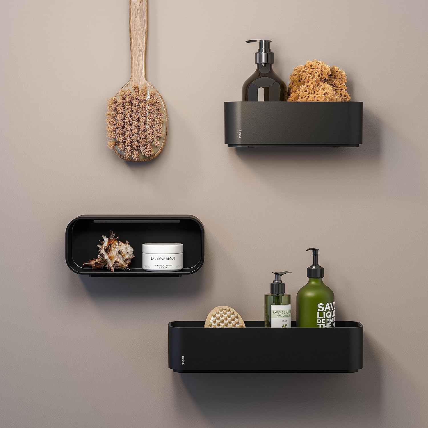 Tiger 2-Store Wall tray/Shower basket 35 cm Black