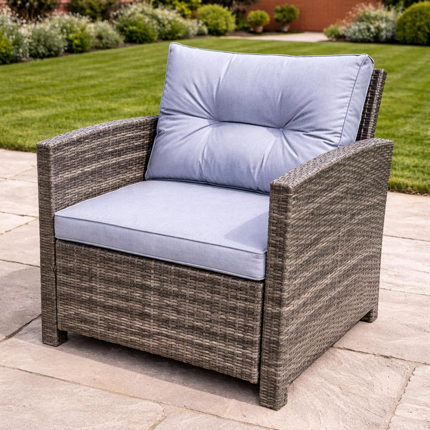 Vinci Rattan Garden Sofa Set Table & Armchairs – Outdoor Patio Furniture
