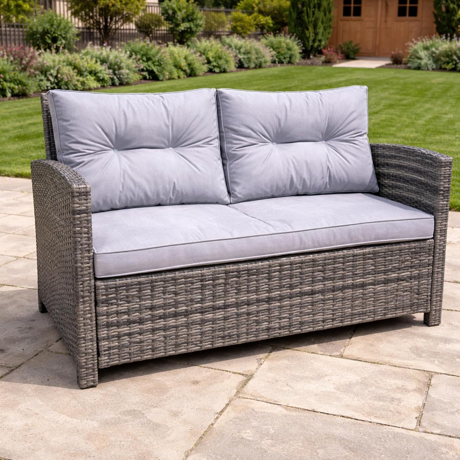 Vinci Rattan Garden Sofa Set Table & Armchairs – Outdoor Patio Furniture