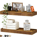 QEEIG Floating Shelves for Wall 23.6" Long - Wall Mounted Shelf Bathroom Kitchen Living Room Bedroom Farmhouse Home Decor Display Bookshelf Set of 2, Rustic Brown (008-60BN)